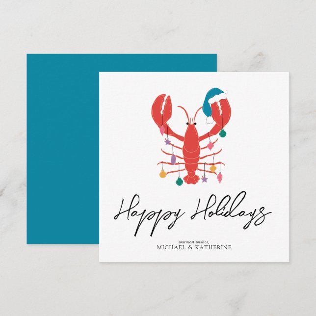 Merry Christmas | Holiday Beach Lobster Crab Card (Front/Back)