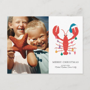 Merry Christmas   Holiday Beach Lobster Crab Postcard