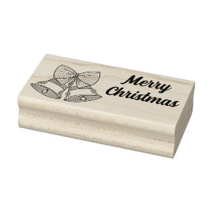 Merry Christmas Holiday Bells rubber stamp