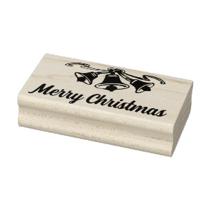 Merry Christmas Holiday Bells rubber stamp