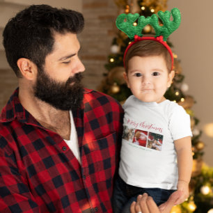 Merry Christmas holiday calligraphy text white Baby T-Shirt