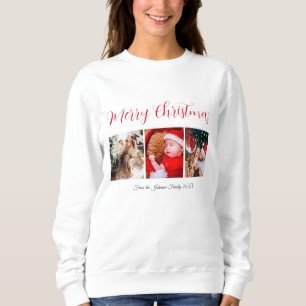 Merry Christmas holiday calligraphy text white  Sweatshirt