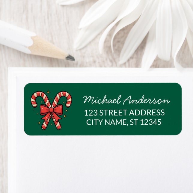 Merry Christmas Holiday Candy Cane Return Address (Insitu)