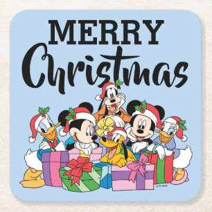 Merry Christmas   Holiday Cheer Group Square Paper Coaster