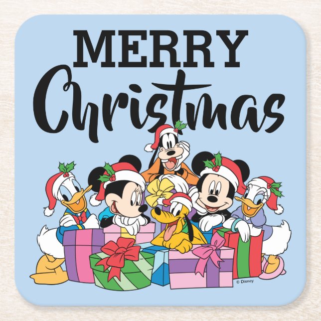 Merry Christmas | Holiday Cheer Group Square Paper Coaster (Front)