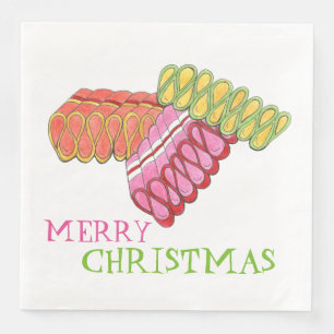 Merry Christmas Holiday Classic Ribbon Candy Napkin