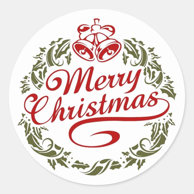Merry Christmas Holiday Classic Round Sticker (Front)