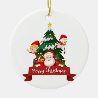 Merry Christmas Holiday Design  Ceramic Ornament
