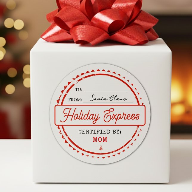 Merry Christmas Holiday Express Mail To From Classic Round Sticker (Merry Christmas Holiday Express Mail To From Classic Round Sticker
)