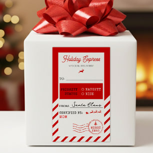 Merry Christmas Holiday Express Mail To From Sticker