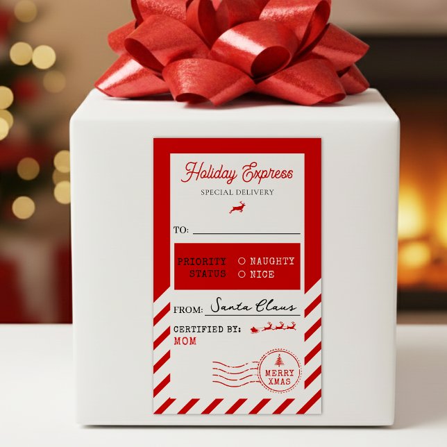 Merry Christmas Holiday Express Mail To From Sticker (Merry Christmas Holiday Express Mail To From Rectangular Sticker
)