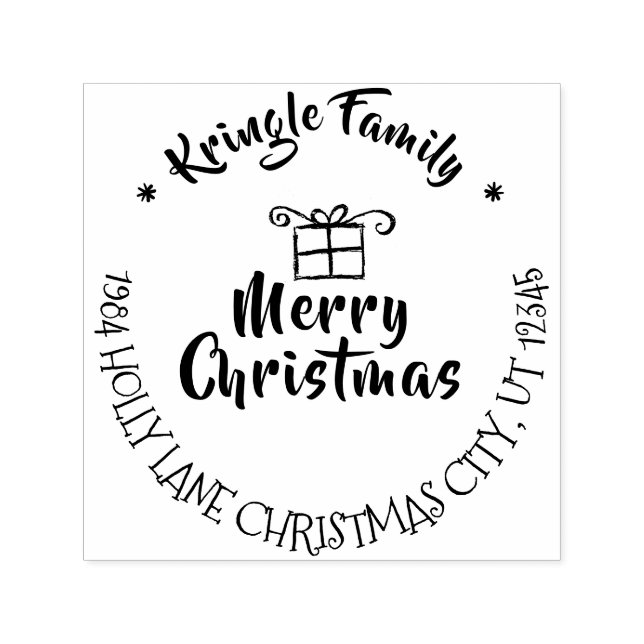 Merry Christmas Holiday Family Return Address Self-inking Stamp (Design)