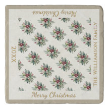 Merry Christmas Holiday Floral Cream Custom