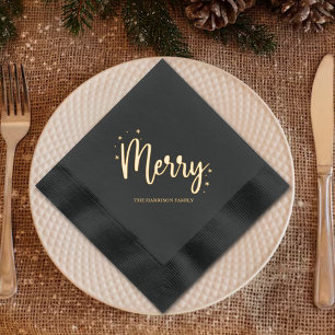 Merry Christmas Holiday Foil Napkins