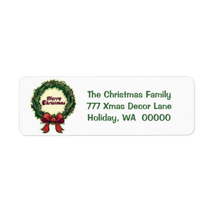 Merry Christmas Holiday Greeting Card Mail Label