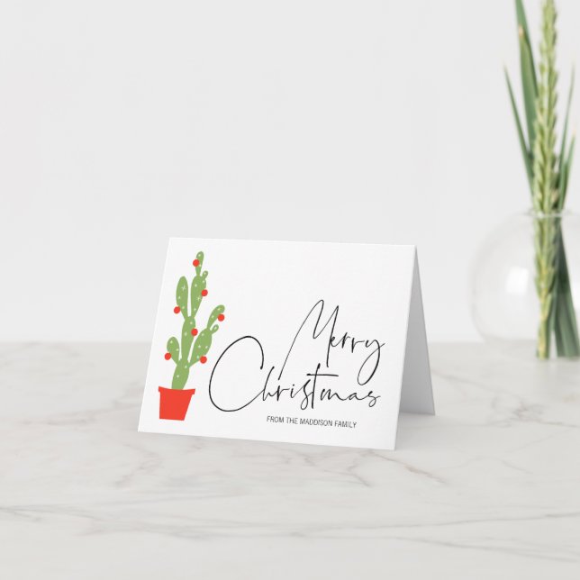 Merry Christmas Holiday Greetings cacti cactus Card (Front)