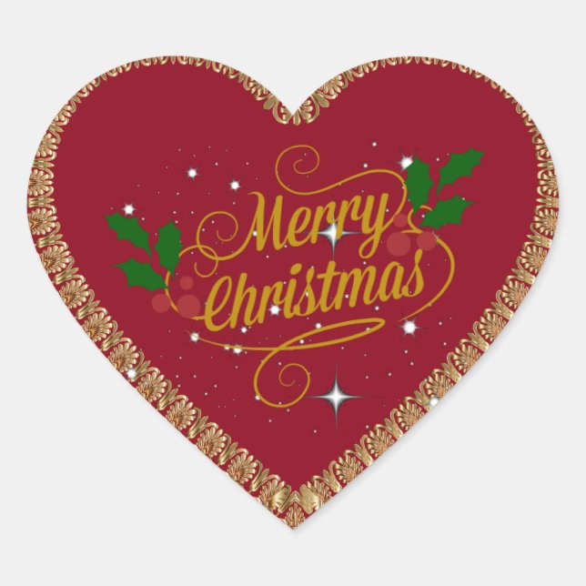 Merry Christmas holiday  Heart Sticker (Front)
