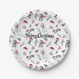 Merry Christmas Holiday Party Cute Whimsical Paper Plate