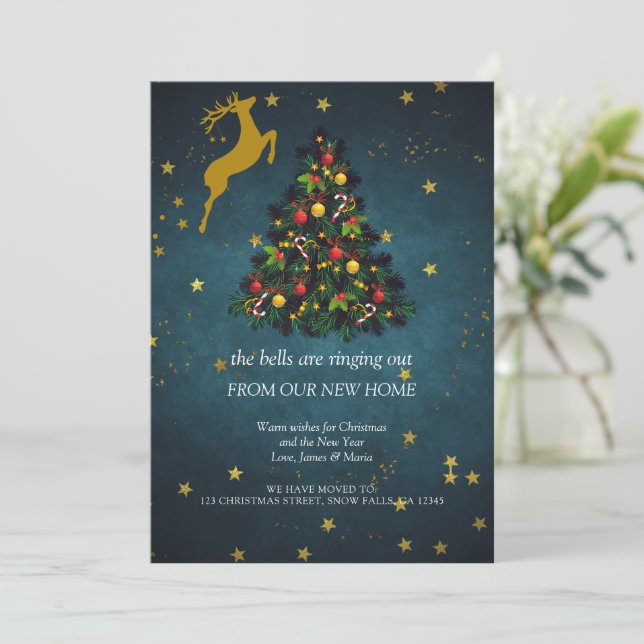 Merry Christmas Holiday Party New Home Moving  Announcement (Standing Front)