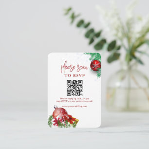 Merry Christmas Holiday Party QR Code RSVP Enclosure Card