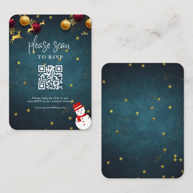 Merry Christmas Holiday Party QR Code RSVP Enclosure Card (Front/Back)