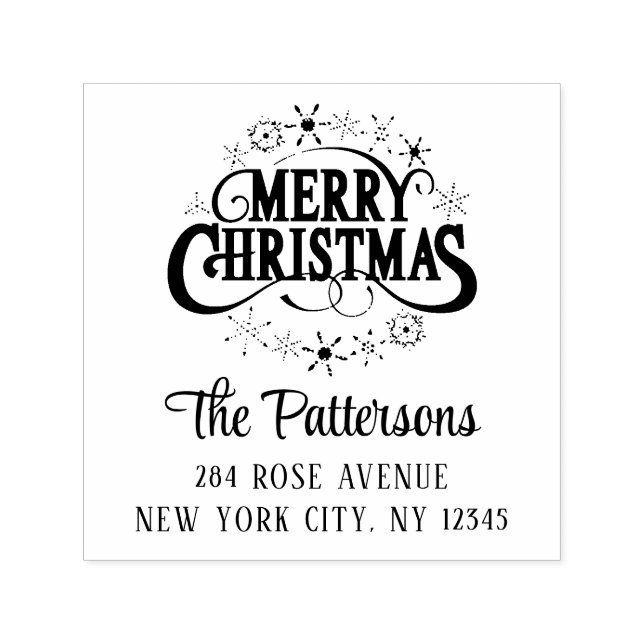 Merry Christmas Holiday Personal Return Address Self-inking Stamp (Design)