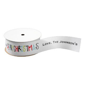 Merry Christmas | Holiday Personalized Ribbon Grosgrain Ribbon