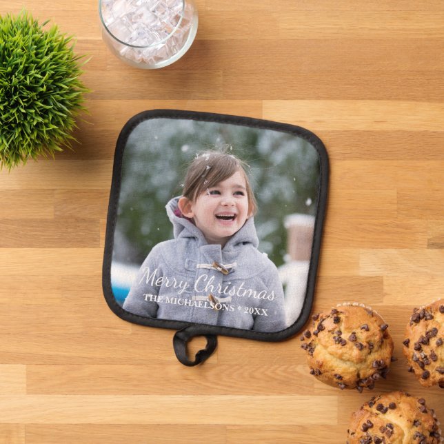 Merry Christmas Holiday Photo Pot Holder (Top Down)