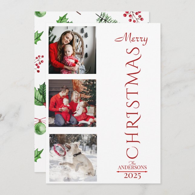 Merry Christmas Holiday Photos Collage Typography (Front/Back)