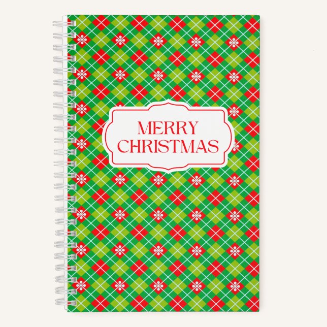 Merry Christmas Holiday Plaid Notebook (Front)