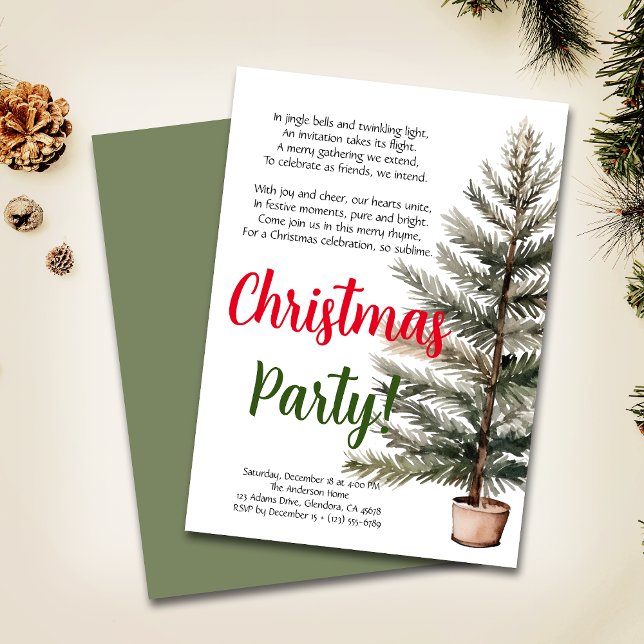 Merry Christmas Holiday Poem Party Invitation (Elevate your upcoming event with this cozy Christmas invitation and heartwarming poem!)