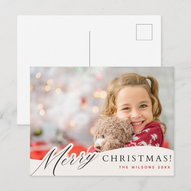 Merry Christmas Holiday Postcard with Custom Photo (Front/Back)
