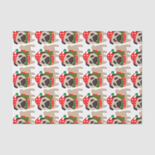 Merry Christmas Holiday Pug Dog Tissue Paper