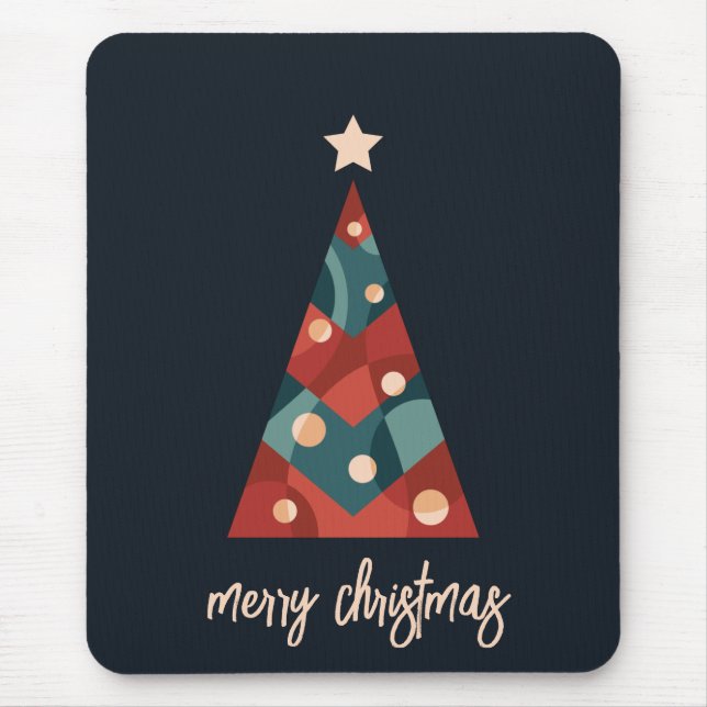 Merry Christmas holiday seasonal art xmas tree  Mouse Pad (Front)