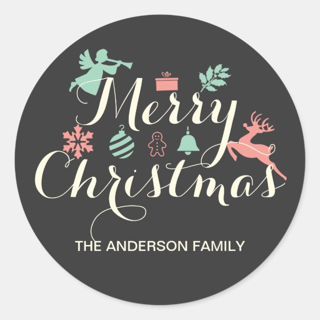 Merry Christmas Holiday Sticker (Front)
