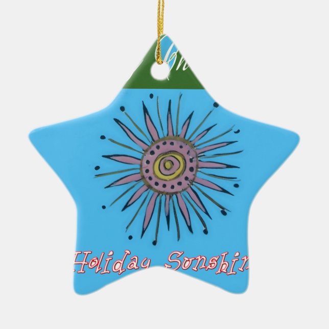 Merry Christmas Holiday Sunshine Collection Ceramic Ornament (Front)