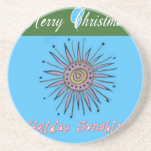 Merry Christmas Holiday Sunshine Collection Coaster (Front)