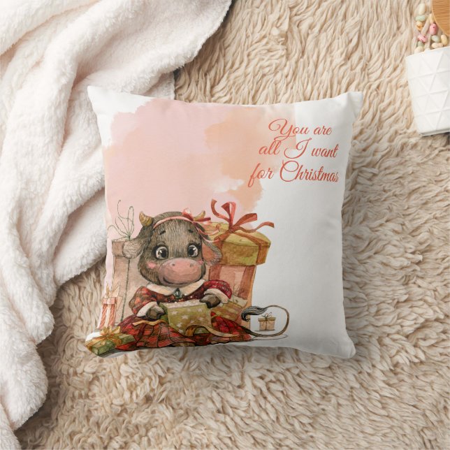 Merry Christmas Holiday Throw Pillow (Blanket)