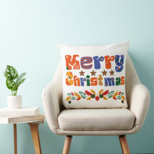 Merry Christmas Holiday Throw Pillow