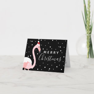 Merry Christmas   Holiday Tropical Flamingo Card
