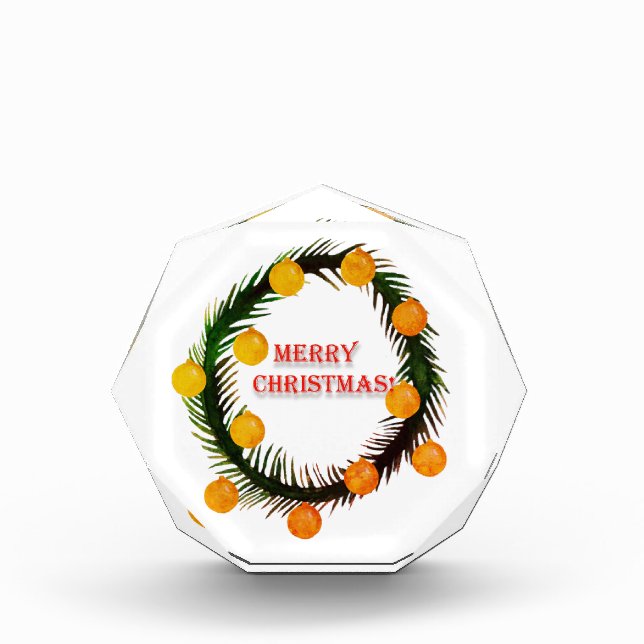 Merry Christmas Holiday Wreath Photo Block (Front)