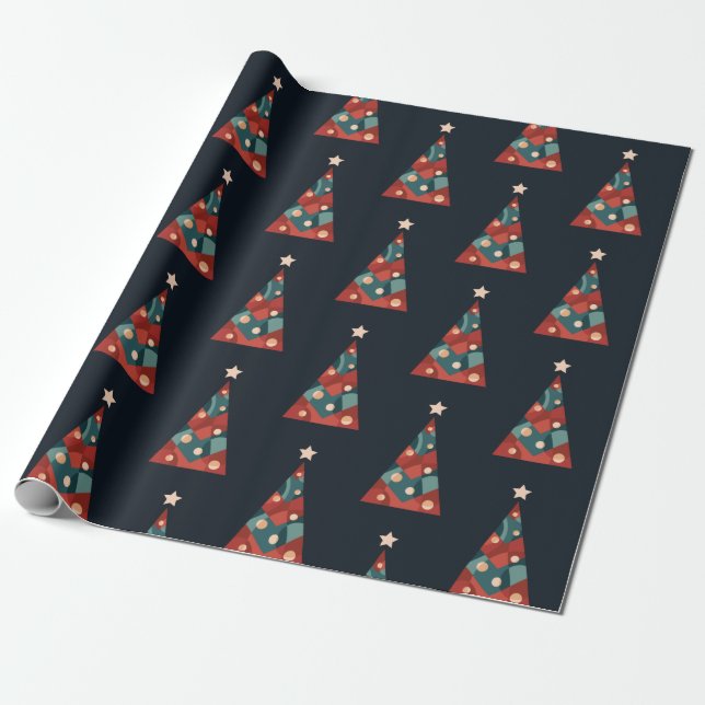 Merry Christmas holidays abstract art xmas tree Wrapping Paper (Unrolled)