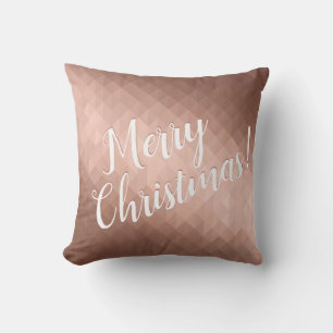 Merry Christmas holidays rose gold chic metallic Throw Pillow