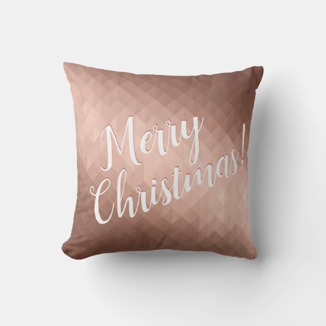 Merry Christmas holidays rose gold chic metallic Throw Pillow (Front)