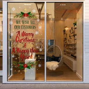 Merry Christmas Holidays Storefront Window Cling