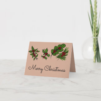 Merry Christmas Hollies Thank You Card