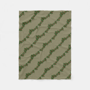 Merry Christmas,Holly Berry Branches -Personalized Fleece Blanket