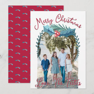 Merry Christmas Holly Berry Custom Photo Arch Holiday Card