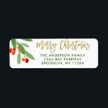 Merry Christmas Holly Berry Holiday Return Address<br><div class="desc">Merry Christmas Holly Berry Holiday Return Address label. Surprise and bring joy to your close ones and make the celebration unforgettable with this collection:

https://www.zazzle.com/collections/christmas_holly_berry-119710168027617178?rf=238259176291992805

 For further customization,  please click the "customize further" link and use our design tool to modify this template.</div>