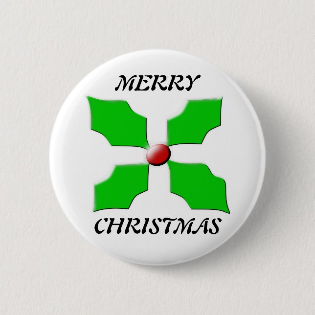 Merry Christmas Holly Button (Front)